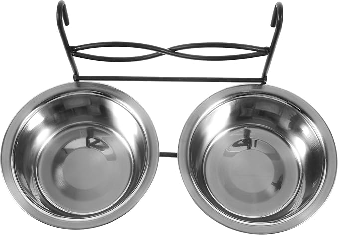 Cabilock Parrot Feeder Cup and Bird Food Holder Hanging Bowl with Clamp Stainless Steel Small 11cm Diameter for Cage Feeding and Watering Supplies