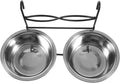 Cabilock Parrot Feeder Cup and Bird Food Holder Hanging Bowl with Clamp Stainless Steel Small 11cm Diameter for Cage Feeding and Watering Supplies