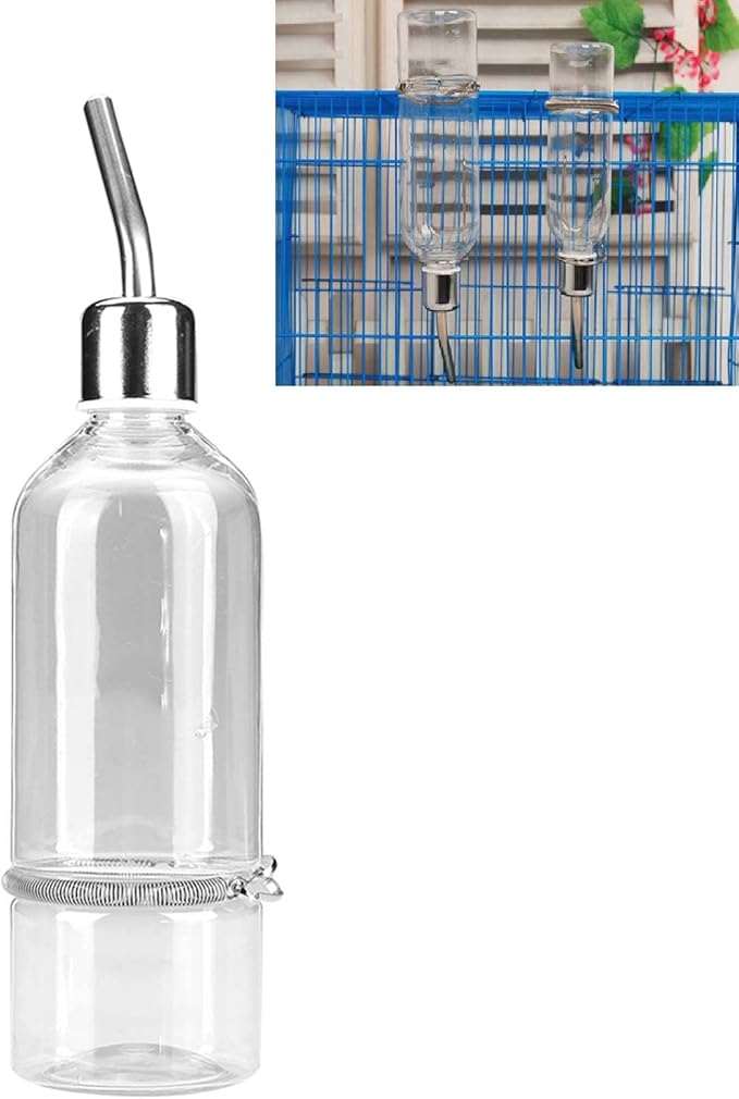 Parrot Water Feeder Automatic Pet Rabbit Feeder Parrot Bird Water Feeding Bottle Hamster Water Bottle Feeder with Stainless Steel Ball Nipple(S)