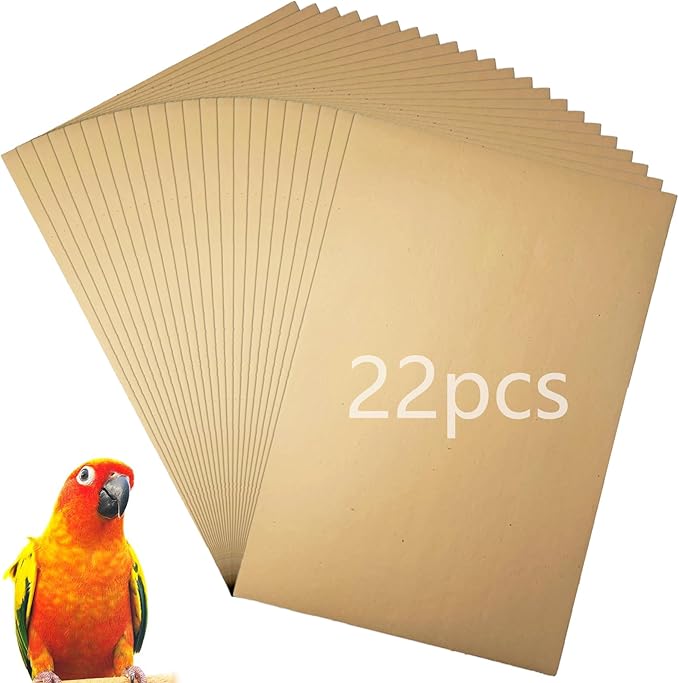 Hamiledyi 22 PCS Bird Gravel Paper Special Sea Sand Liner for Page Parrot Cage Gravel Paper Mat 17x11 Inches Disposable Cushion Pads for Bird Parakeet Budgie