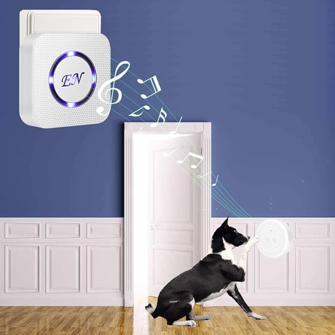 EverNary Dog Door Bell, Wireless Doggie Doorbells for Potty Training, Door Bell for Dogs to Go Outside, Dog Bells (White, 1 Receiver + 2 Transmitters)