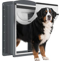 FreeStanding Dog Door for Wall, Extra Large Dog Door with Steel Frame and Telescoping Tunnel, Double Magnetic Flaps and Two Sliding Lock Panels, Easy to Install, Up to 220LBS, Gray