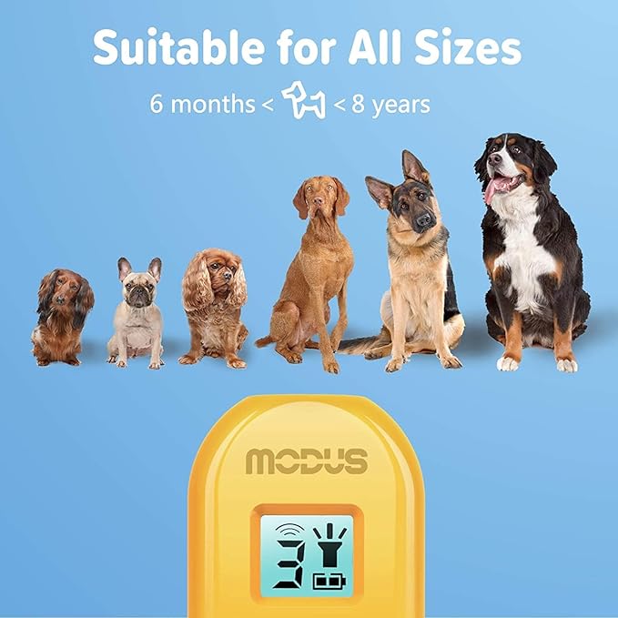 MODUS Ultrasonic Dog Barking Control Device,3 in 1 Sonic Bark Deterrent with LED Light Dog Training Tool&Behavior Aids, Rechargeable Anti Barking Device, Barking Silencer for Dogs(Indoor & Outdoor)
