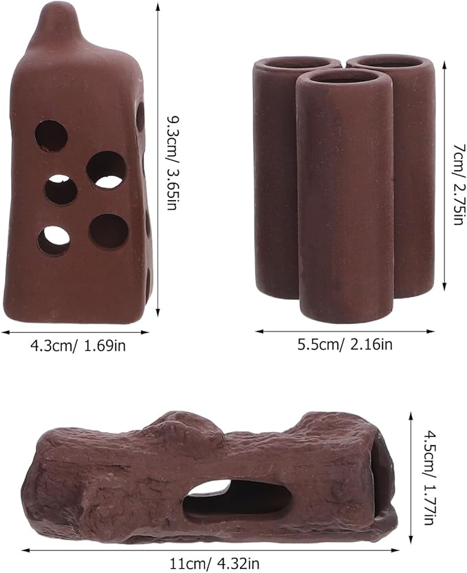LUOZZY 3 Pcs Purple Sand Ceramic Aquarium Breeding Cave for Fish Shrimp Betta Spawning Hideout Shelter