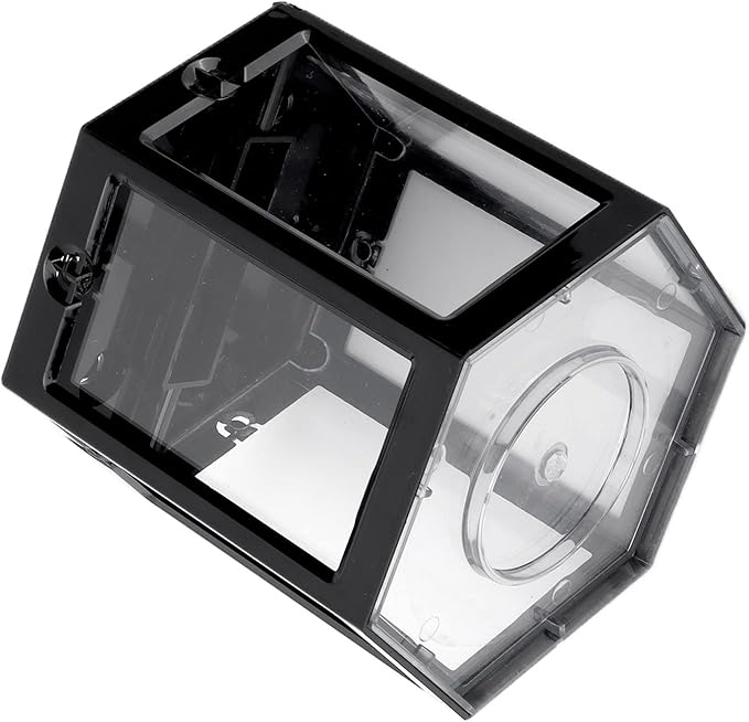 Fydun Betta Aquarium S R Kits, Small Fish Hex Shape Superimposable Portable Kits, No Clean Aquariums Mini for Office DecorationBlack Corners Clear Loving Kids Lovers Decoration (Black)