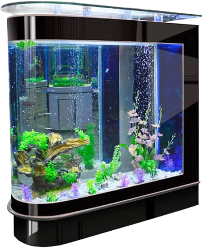 Aquarium Kit Upright Black Fish Tank Large Glass Fishbowl Glsaa Bar for Patios Living Office Room and Kitchen 47.3*49.6*15.8in…