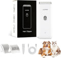 Handy Dog Cat Clippers - Professional Cordless Grooming Tools - Low Noise Pet Hair Trimmer Kit, AP005, White