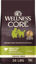 Wellness CORE Healthy Weight Adult Dry Dog Food, Grain Free Kibble, Natural, High Protein, Turkey and Chicken Recipe, 26 lb Bag