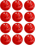 12Pcs Cat Ball Toy, Low Noise No Bells Holey Plastic Cat Balls, Funny Interactive Cats Toys for Indoor Cats, Firm Toy Balls for Kitten Puppy Ferret Bird (1.65", Red)