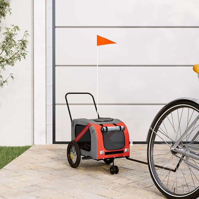 Pet Bike Trailer for Small Dogs, Durable Oxford Fabric with Weatherproof & Scratch-Resistant Design, Zippered Doors and Mesh Windows for Safe Outdoor Rides
