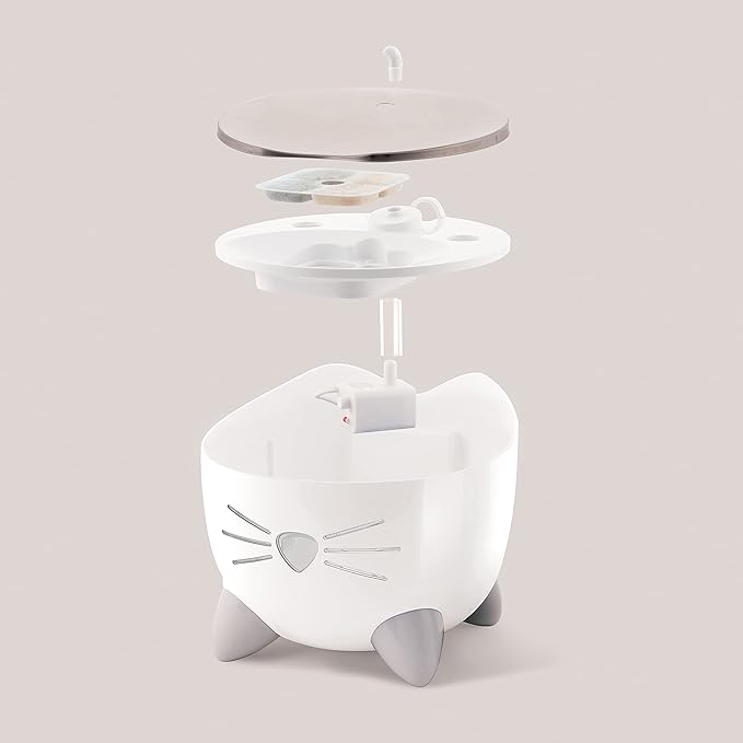 Catit PIXI Drinking Fountain – Cat Water Fountain with Triple Filter and Ergonomic Drinking Options, Stainless Steel