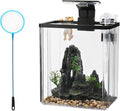 GarveeHome Fish Tank Aquarium, Smart Aquarium Starter Kits with Filter LED Light Silent Water Pump, Self Cleaning System High-Transparency Glass Decorate Water Plants and Sand