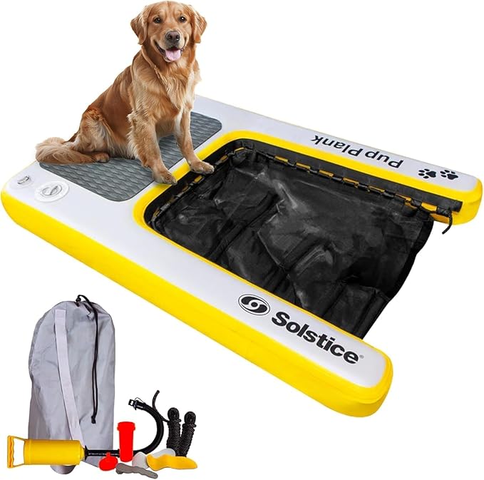 Solstice Inflatable Pup Plank, Dog Water Ramp, Inflatable Dog Pool Ramp for Boats, Docks, Pools – Floating Platform for Pets, Above/Inground Pool Use