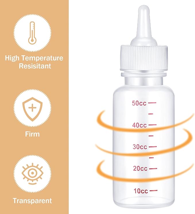 Sadnyy 17 Pieces Pet Nursing Bottle Kit Including 2 Pet Feeding Bottle, 8 Replacement Feeding Nipples, 5 Dog Nursing Syringes in 1 Ml, 5 ml and 10 Ml, 2 Cleaning Brushes for Kittens, Puppies, Rabbits