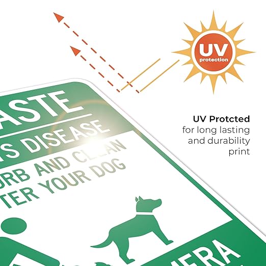 Pet Waste Leash-Curb and Clean Up After Your Dog Under Camera Surveillance Sign, 24x30 Inches, 55 mil Thick HDPS (high Density polystyrene), Made in USA