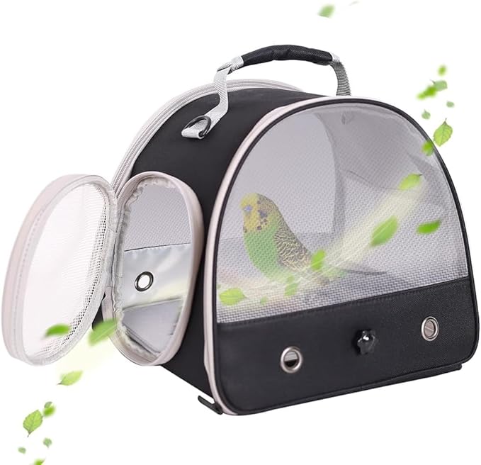 Portable Bird Carrier, Pet Travel Transport Cage for Small Animals (Black-nlw, SBC)