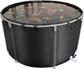 Canvas Fish Pond, 1300 Gallon Capacity Koi Pond, Foldable PVC Outdoor Fish Tank, Round Goldfish Bowl, Above Ground Pond with Stabilizing Frame and Drain Valve for Koi Farming, Aquaculture