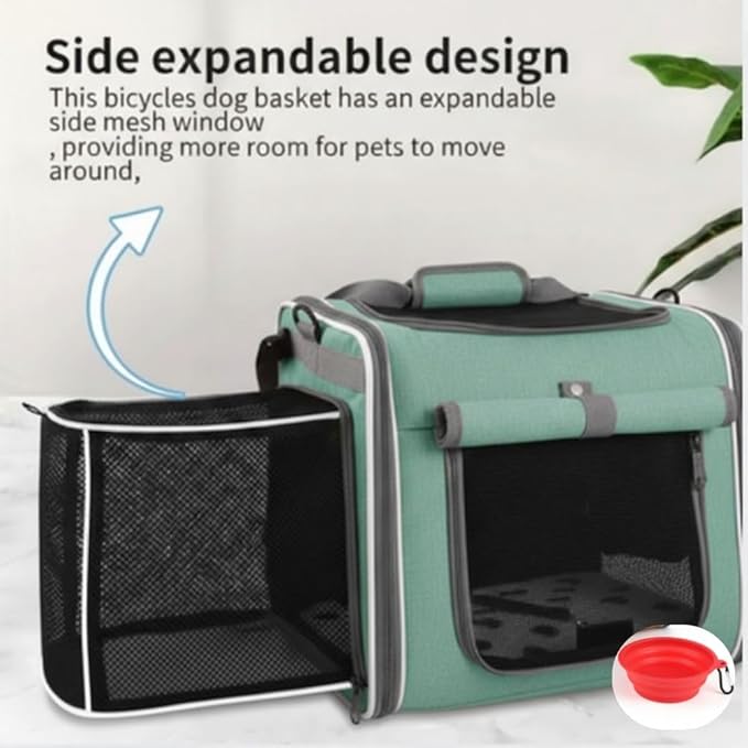 New Dog Bike Basket - Premium Dog Basket for Bike, Secure Pet Basket for Rides with Safety Strap, Dog Carrier Backpack Carrier with Dog Bowl by Luniko Shop (Blue)