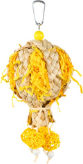 Bird Toys Foraging Shredder Hanging Toys Rope Perch with Bell Parakeet Toy Parrot Swing Climbing Standing Toys Bird Cage Accessories for Conure Cockatiel Budgies Lovebird, Yellow, 1pack
