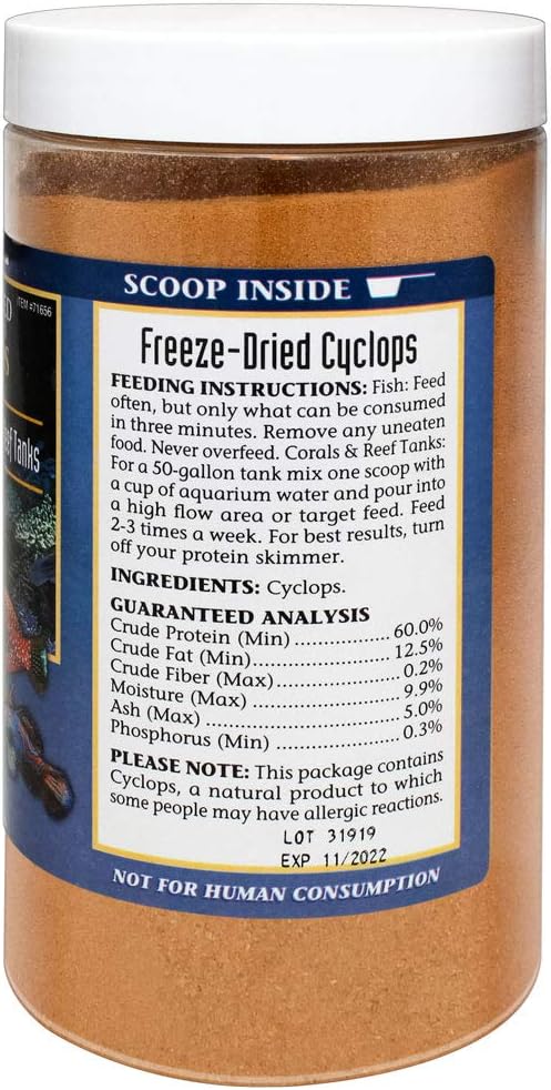San Francisco Bay Brand Freeze-Dried Cyclops Fish Food for Reef Tanks & Invertebrates, Protein-Rich - 0.64oz (18g)