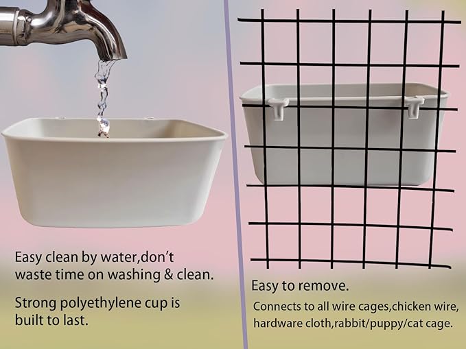 12 Pack Feeder Waterer Chicken 21 oz Food Water Cage Cups Rabbit Puppy Cat Hanging Feeding Dish Coop Bowl Watering Container Treats Drinker for Pigeon Bird Bath Basin Hamster Bed