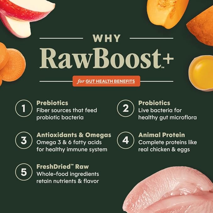 Instinct RawBoost Gut Health, Natural Dry Dog Food with Freeze-Dried Pieces, High Protein, Grain-Free Recipe - Real Chicken, 3.5 lb. Bag