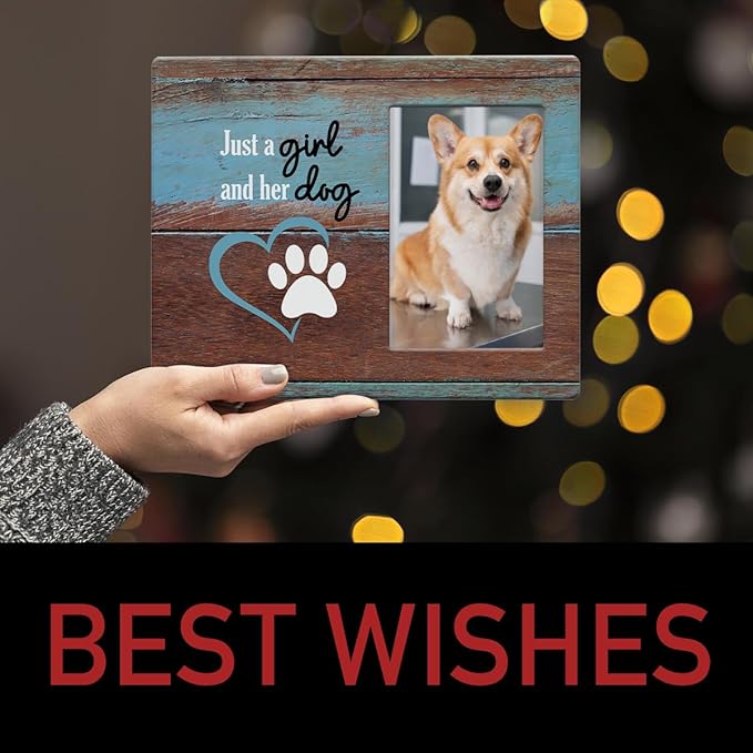 IAXIC Dog Mom Gifts Photo Frame Dog Lovers Gifts for Women Friendship Birthday Christmas for Friends Sisters BFF Daughter Rustic Wooden Picture Frames