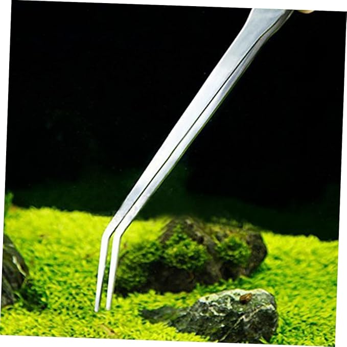 Didiseaon 2pcs Curved Tip Tweezers Stainless Steel Aquatic Plant Tongs for Fish Tank Plant Care Ergonomic Design for Easy Trimming for Aquarists