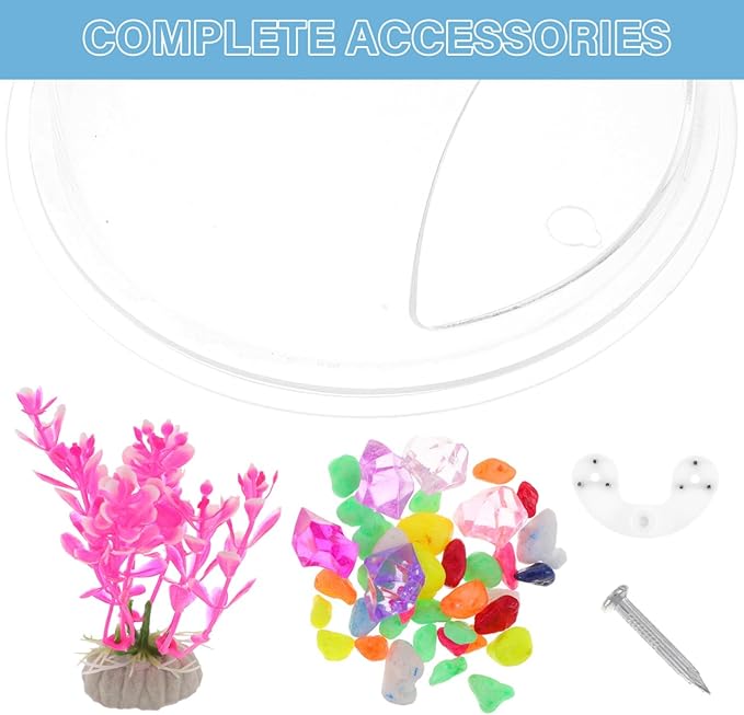 balacoo Wall Mounted Fish Tank 6.7 Inch Acrylic Aquarium with Hanging Design for Home Decor Transparent Fish Bowl with Random Aquatic Plants Ideal for Betta and Small