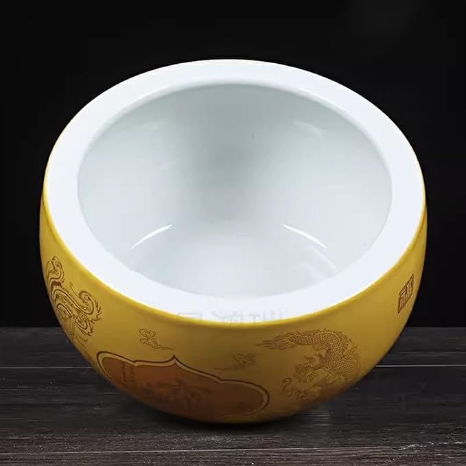 Fish Tank Treasure Bowl Ceramic Fortune Fish Tank Desktop Ceramic Small Treasure Bowl Turtle Feeding Bowl Aquarium(Red,26x14cm)