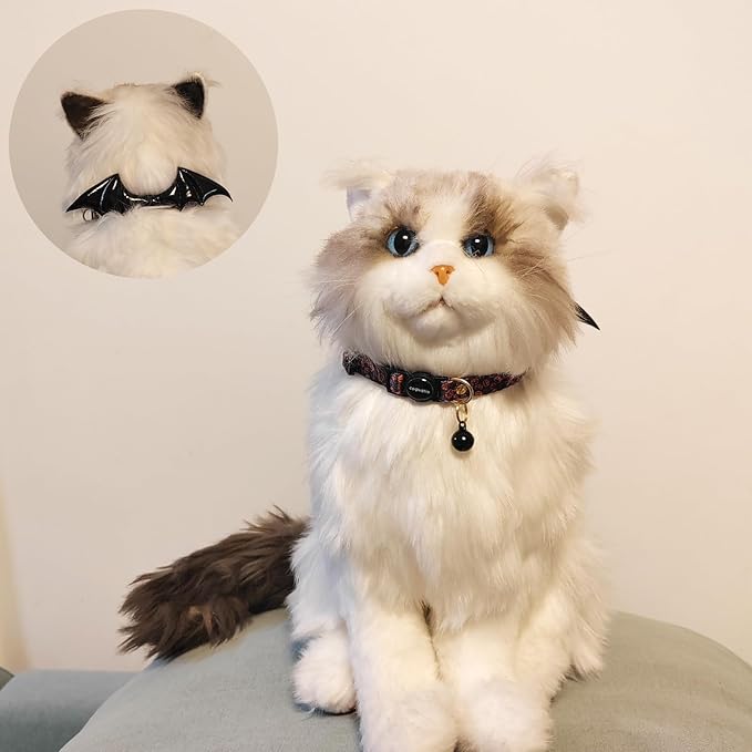 2 Pack Breakaway cat Collars with Bell,Safety Quick Release Pendant Cute Kitten Collar,Adjustable 20-30cm (Pumpkin, 20-30cm)
