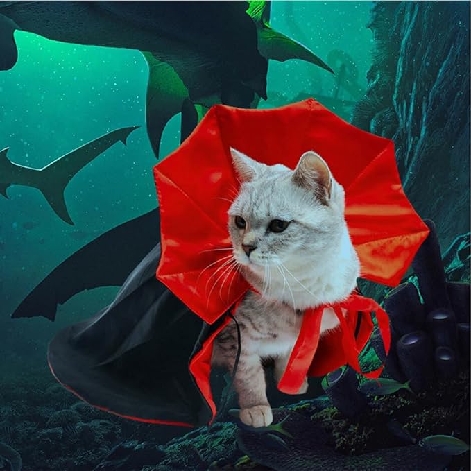 Dog Cat Vampire Cloak Costume, Pet Halloween Cape for Small Medium Dogs Cats Puppy