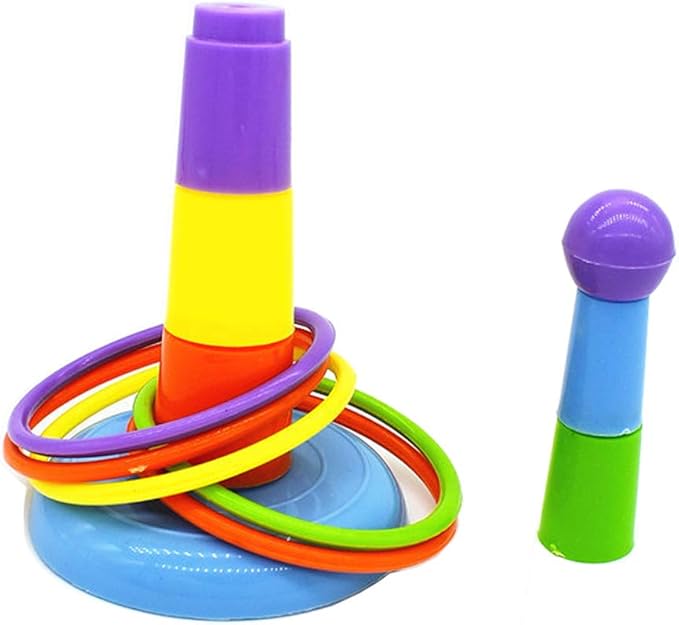 Hypeety 3 Pack Bird Intelligence Toys Stacking Training Rings Mini Shopping Cart Skateboard Stand Perch for Parrot Parakeet Cockatiel Conure Budgie Cockatoo (B)