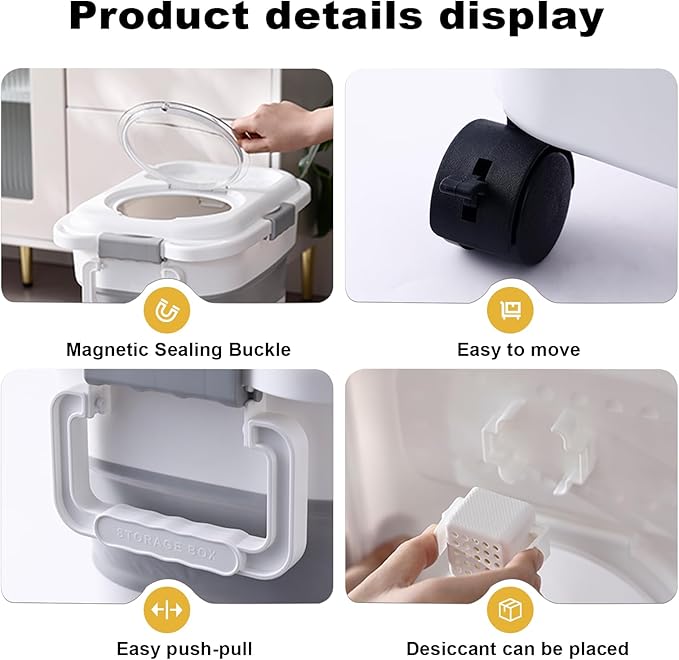 2pack 25 lbs Dog Food Storage Container,Collapsible Dog Food Container with Scoop,Pet/Dog/Cat/Bird Food/Cat litter Storage Containers to Keep Dry,Easy to Move.(Black+white)
