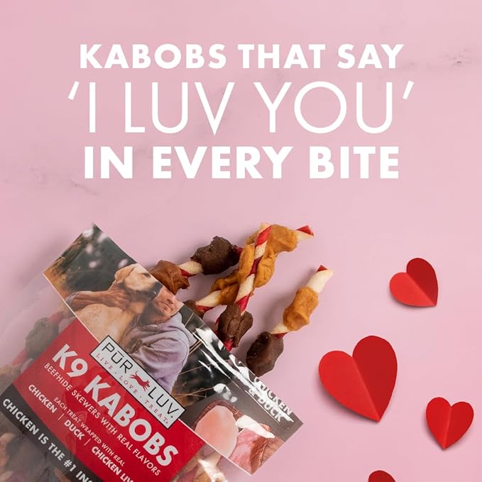 Pur Luv Dog Treats, K9 Kabobs Made with Real Chicken and Duck, 12 Ounces, Dog Snacks, Healthy, Easily Digestible, Long-Lasting, High Protein Treat, Satisfies Urge to Chew
