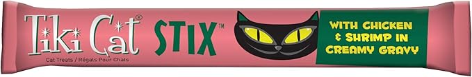 Tiki Cat Stix Wet Treats, Grain Free Lickable Mousse with Chicken & Shrimp in Creamy Gravy 6 Count (Pack of 1)