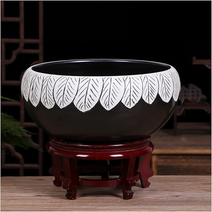 Fish Bowls Hydroponic Plant Container Aquarium Fish Tankchinese Style Ceramic Goldfish Bowl Home Living Room Office Desktop Fish Culture Bowl Aquarium Starter Kits Aquarium Entry Fish Tank ( Color : A