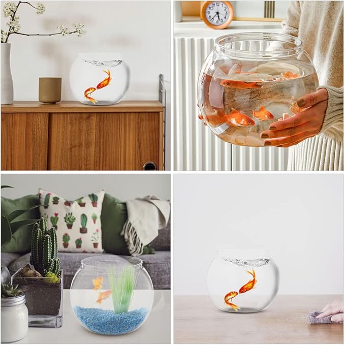 Plastic Fish Bowl Vases Small Aquarium Tank Bubble Bowl Round Bowl Terrarium Globe Flower Vase for Candy Drinks Carnival Games Prizes Centerpieces and Party Decoration