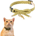 Necoichi Zen Fish Charm Cat Collar (Green) with Bell Safety Breakaway Soft Lightweight for Cats Kitty Kitten Japanese Stylish Pattern, No.1 Seller in Japan