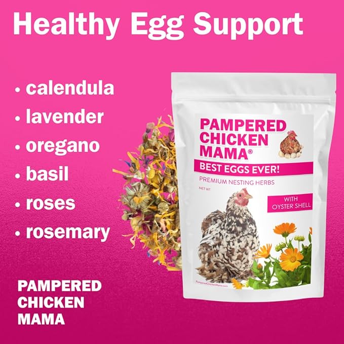 Pampered Chicken Mama Best Eggs Ever! Nesting Herbs for Chickens (8 Pounds Total) for Chicken Nesting Boxes Calcium Supplement for Chickens | Chicken Feed Supplies, Hen Treats for Coops (8 Bags)
