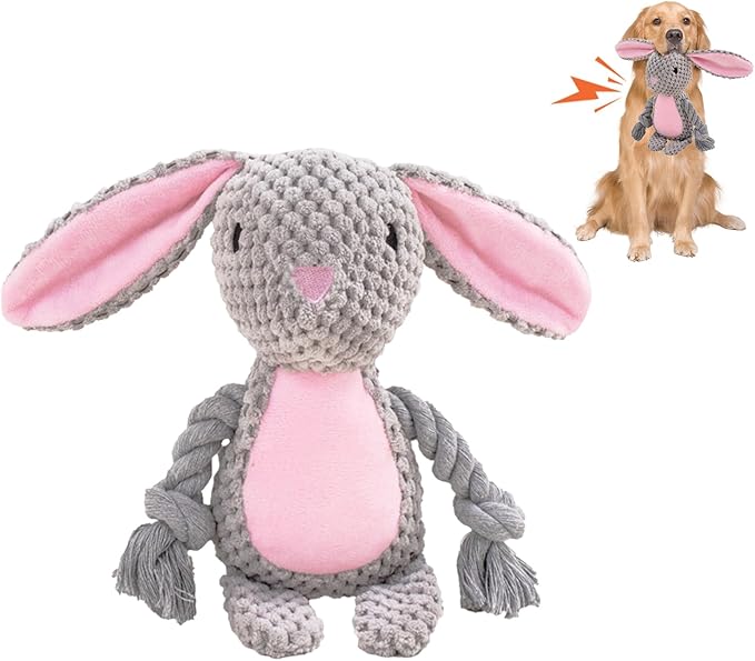 Easter Dog Toys,Easter Rabbit Bunny Egg Plush Squeaky Toys,Easter Rabbit Plush Squeaky Chew Toys for Small Dogs