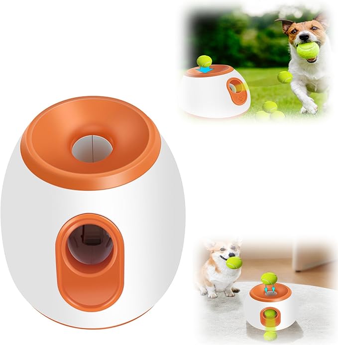 Automatic Ball Launcher for Dogs, Large Silent Dog Ball Thrower with Remote Control, 3 Adjustable Throwing Distances, Rechargeable, Durable, Indoor/Outdoor Use (Orange)