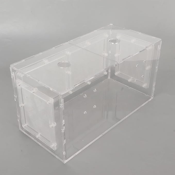 Fish Breeding Isolation Box | Transparent Mesh Side Aquarium Incubator | Guard Small Fish/Eggs | Acrylic Lid & Adjustable Hook | for Fish Tank Hatching (23 * 11 * 12CM)