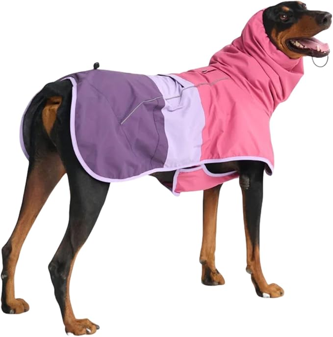 Spark Paws Dog Raincoat, Waterproof Windproof Rain Jacket, for Small Medium Large Extra Large Dogs, Reflective Breathable Full-Body Coverage Dry Suit - Pink Lilac Purple - 4XL