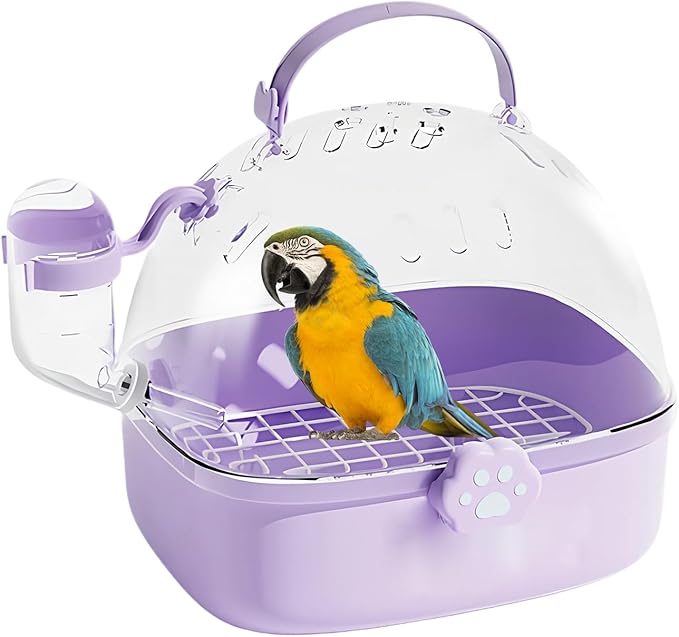 Bird Carrier Cage - PVC Travel Hamster Cage with Water Bottle,Breathable Pet Bird Carrying Accessory for Cockatiels Chinchillas Lovebirds Budgies Conures Parakeet Hedgehog Sparrow
