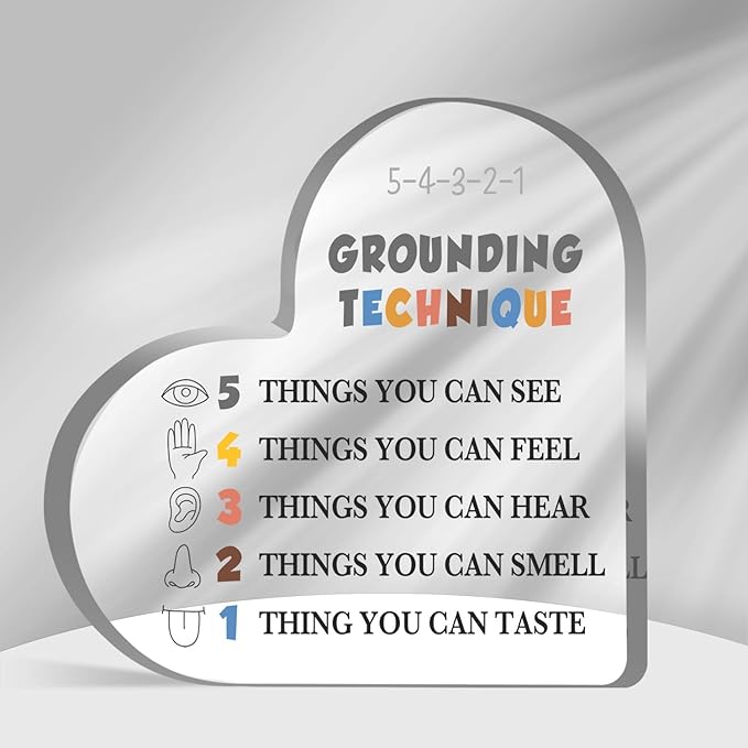 Grounding Technique Sign, Mental Health Gifts for Women, Therapist Office Desk Decor, Psychology Decorations for Corner Classroom Counseling Office, Psychology Gifts for Counselor