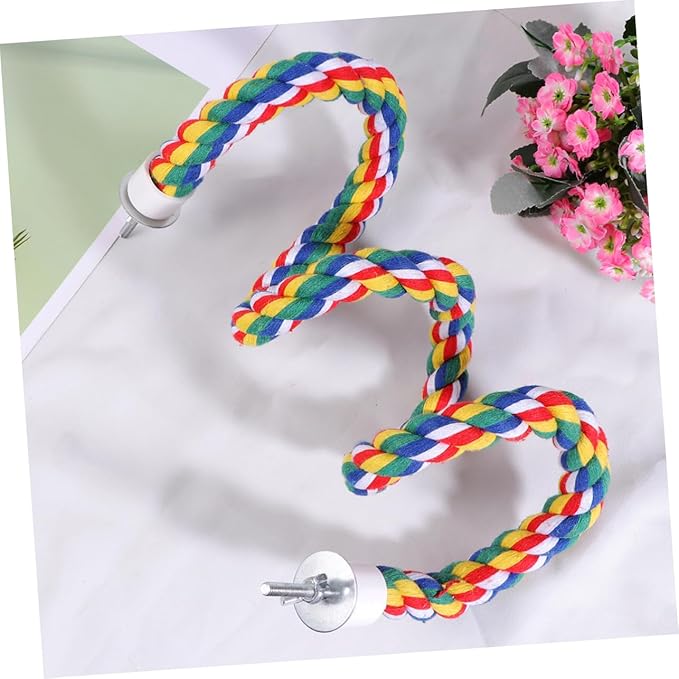Bird Rope Perch, Colorful Parrot Cotton Rope Bird Perch Stand Climbing Toys Pet Parrot Chewing Toy for Parrots Cockatiels Parakeets Budgie Cages