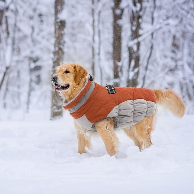 Lelepet Dog Coat Warm Dog Winter Coat Waterproof Dogs Jacket with Harness Built in Reflective Pet Fleece Vest Zip-Up Cold Weather Coats for Small Dogs Turtleneck & Windproof Coats Yorkie Brown S