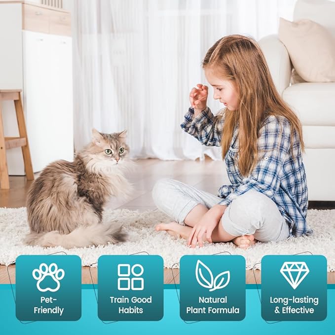 Effective Cat Deterrent Spray, Natural Cat Repellent Indoor Outdoor, Safe Cats Scratch Deterrent for Furniture, Cats Spray Deterrents for Urine Marking in House, 3.38 FL Oz (2)