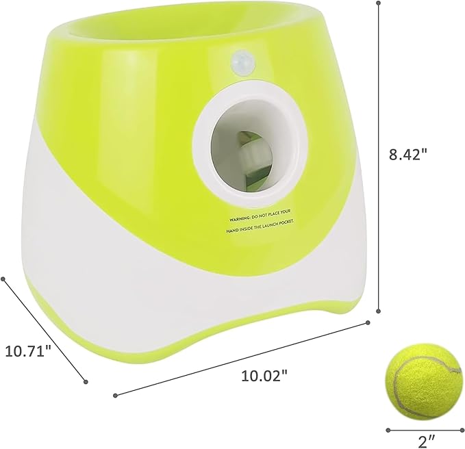 ENTROY Automatic Ball Launcher,Dog Toy Ball Thrower,Interactive Dog Ball Thrower,Adjustable Distance 10-30ft Ball Thrower Dog Fetch Machine with 6 2 inch Tennis Balls for Small and Medium Dogs(Green)